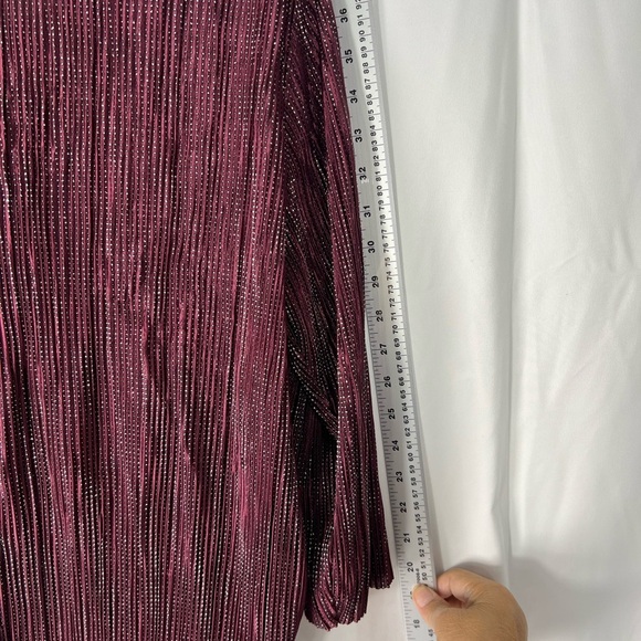 Revolution & Co Women's Top Pleated. in Shimmering Burgundy Glitter Stretch Top - Picture 7 of 12